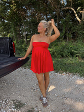 Load image into Gallery viewer, Red Babydoll Tube Dress