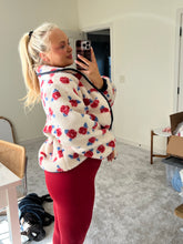 Load image into Gallery viewer, Oversized Rose Sherpa Zip Up
