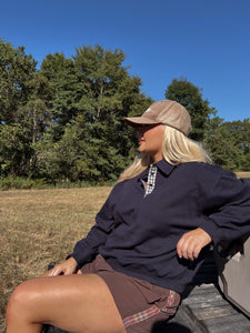 Navy Polo Style Sweatshirt