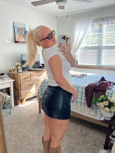 Load image into Gallery viewer, Off Duty Faux Leather Mini Skirt