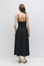 Load image into Gallery viewer, Black Stretch Linen Midi Dress