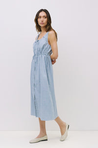 Blue Gingham Midi Dress