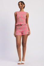 Load image into Gallery viewer, Red Gingham Stretch Shorts Set
