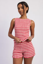 Load image into Gallery viewer, Red Gingham Stretch Shorts Set