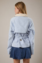 Load image into Gallery viewer, Baby Blue Short Trench Coat
