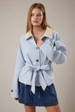 Load image into Gallery viewer, Baby Blue Short Trench Coat
