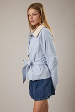 Load image into Gallery viewer, Baby Blue Short Trench Coat