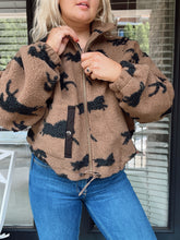 Load image into Gallery viewer, Horse Print Sherpa Jacket