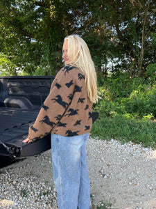 Horse Print Sherpa Jacket