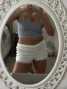 White Ruffle Short