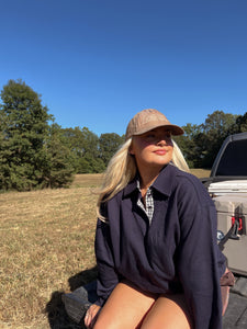 Navy Polo Style Sweatshirt