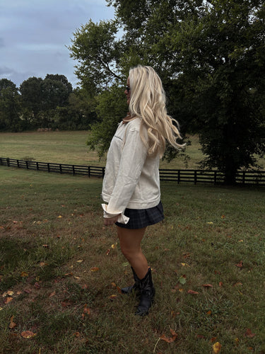 Cream Denim Barn Jacket
