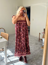Load image into Gallery viewer, Wine Floral Midi Dress
