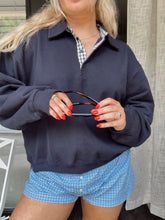 Load image into Gallery viewer, Navy Polo Style Sweatshirt