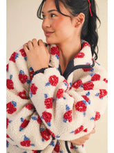 Load image into Gallery viewer, Oversized Rose Sherpa Zip Up
