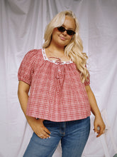 Load image into Gallery viewer, Red Checker Babydoll Top