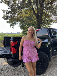 Gingham Strapless Bubble Romper
