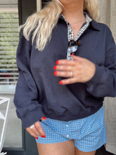 Load image into Gallery viewer, Navy Polo Style Sweatshirt