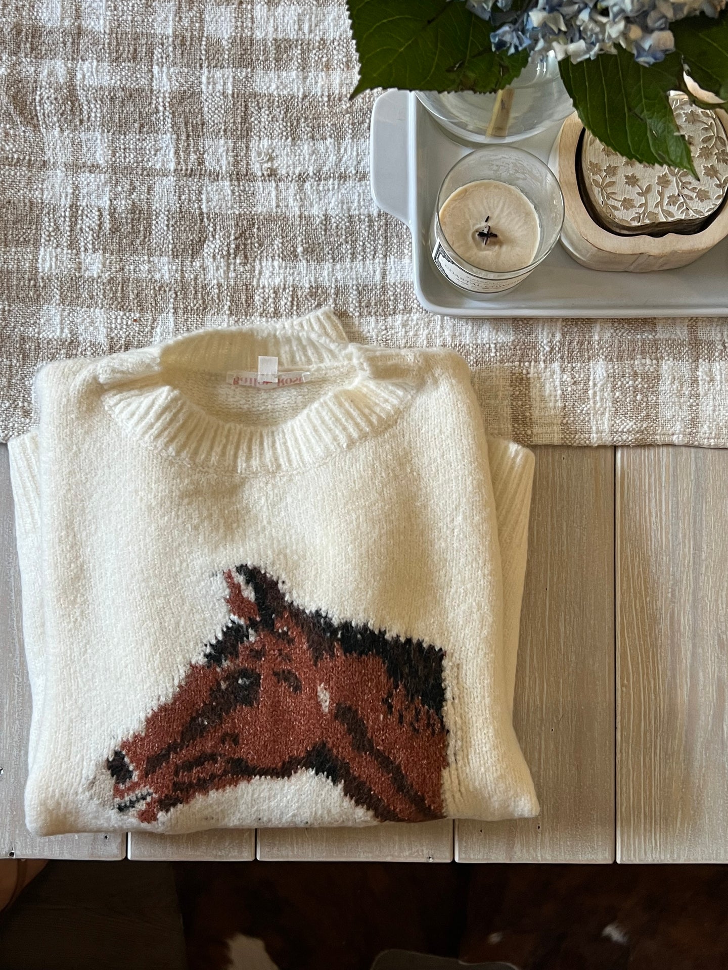 Cream Horse Sweater