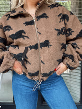 Load image into Gallery viewer, Horse Print Sherpa Jacket