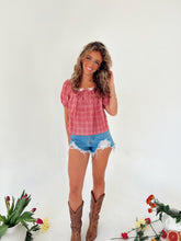Load image into Gallery viewer, Red Checker Babydoll Top