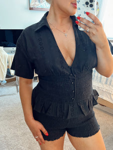 Short Sleeve Smocked Detail Romper