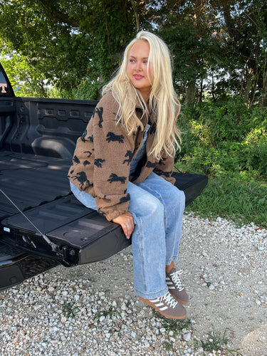 Horse Print Sherpa Jacket