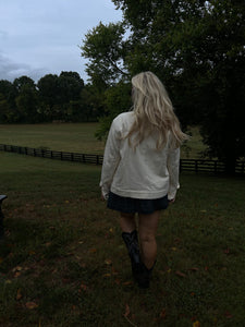 Cream Denim Barn Jacket