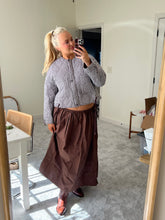 Load image into Gallery viewer, Brown Adjustable Waist Midi Skirt