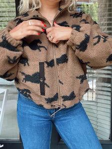 Horse Print Sherpa Jacket