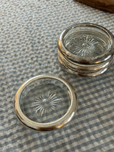 Load image into Gallery viewer, Antique Silver &amp; Glass Coaster Set