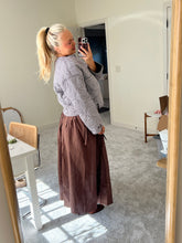 Load image into Gallery viewer, Brown Adjustable Waist Midi Skirt