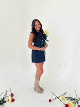 Load image into Gallery viewer, Denim Polka Dot Mini Dress