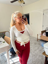 Load image into Gallery viewer, White Athletic Wrap Top