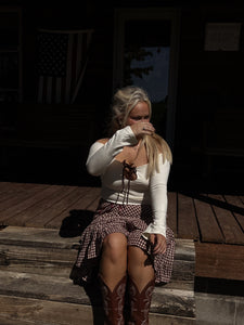 Cotton Gingham Midi Skirt