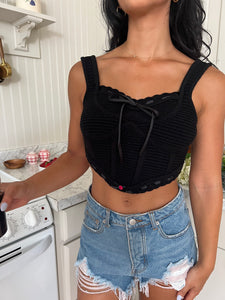 Black Knit Corset Top