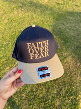 Load image into Gallery viewer, Navy Faith Over Fear Trucker