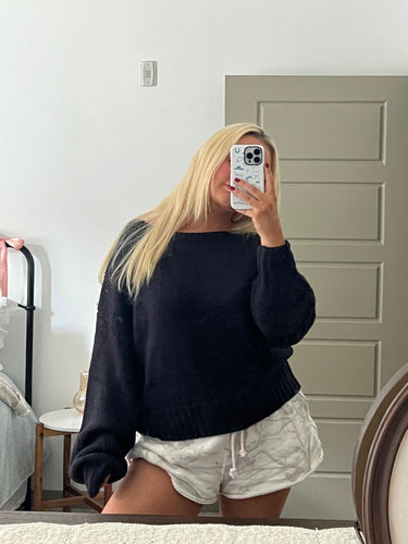 Navy Oversized Knit Sweater