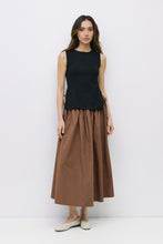 Load image into Gallery viewer, Brown Adjustable Waist Midi Skirt