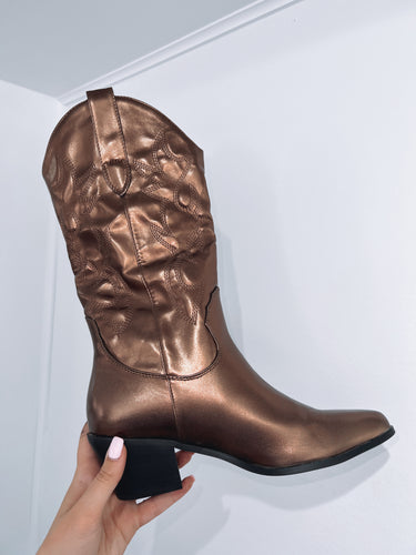 Unaro Bronze Metallic Cowboy Boots